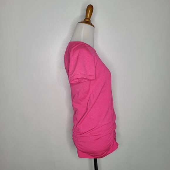 Athleta Fastest Track Short Sleeve Shirt Hot Pink Stretch Running Women Small - Picture 3 of 10